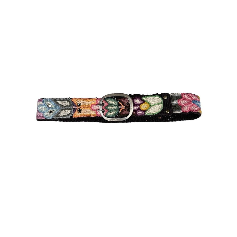 HAND-EMBROIDERED BELTS, HANDMADE CUSCO PERU, PURE NATURAL WOOL WITH FLOWERS